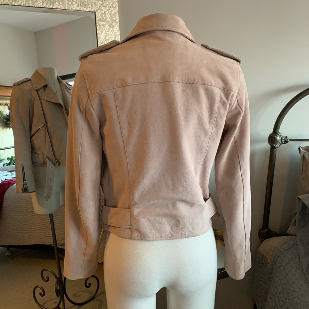 Allsaints Balfern Pink Suede Biker Jacket - Picture 3 of 4
